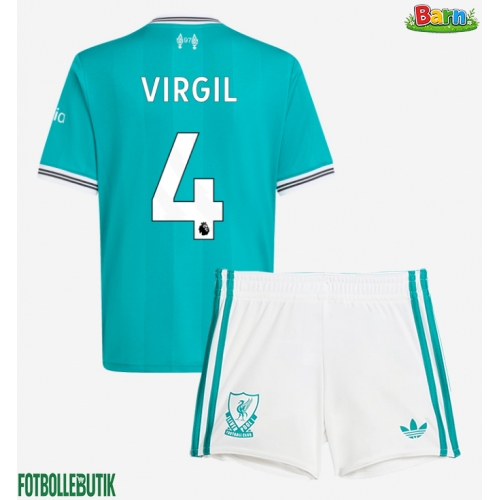 Liverpool Virgil van Dijk #4 Tredjeställ Barn 2025-26 Kortärmad (+ Korta byxor)